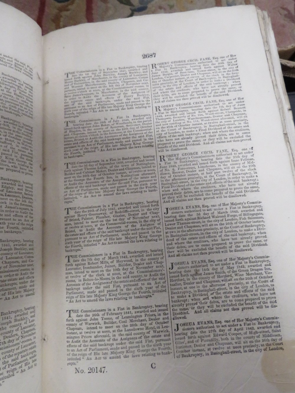 LONDON GAZETTE 1829 AND 1842, FIVE BOUND VOLUMES, ROYAL NAVY BOUNTIES PAID TO THE OFFICERS & CREWS - Image 5 of 7