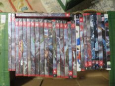 A TRAY CONTAINING TWENTY SEVEN MARVEL HERO BOOKS MOST STILL FACTORY WRAPPED