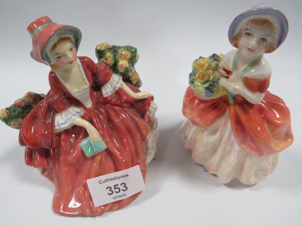 A SMALL ROYAL DOULTON FIGURE LYDIA TOGETHER WITH ANOTHER