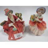 A SMALL ROYAL DOULTON FIGURE LYDIA TOGETHER WITH ANOTHER