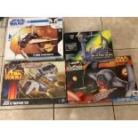 FOUR BOXED STAR WARS ITEMS TO INCLUDE HASBRO JEDI STARFIGHTER, HASBRO THE INQUISISTORS ADVANCED PROT