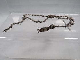 A VICTORIAN TYPE SILVER LADIES ALBERTINA WATCH CHAIN