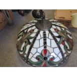 A TIFFANY STYLE LAMP SHADE TOGETHER WITH A CEILING LIGHT FITTING