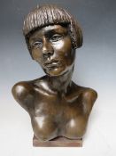 A KEITH LEE SCULPTURE / BUST ENTITLED ART DECO LADY APPROX H 39 CM