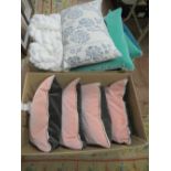 TWO TRAYS OF EX SHOW HOME CUSHIONS ETC