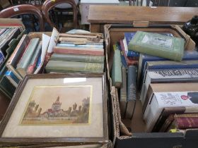 TWO TRAYS OF ASSORTED BOOKS TO INCLUDE THE MYTHS OF GREECE AND ROME, REF ATLAS OF GREATER LONDON AND