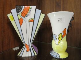 TWO BRIAN WOOD ART DECO VASES ONE BEING A TRIAL EXAMPLE