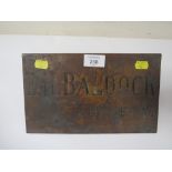 A VINTAGE BRASS PLAQUE 'E.H. BALDOCK, SURGEON'