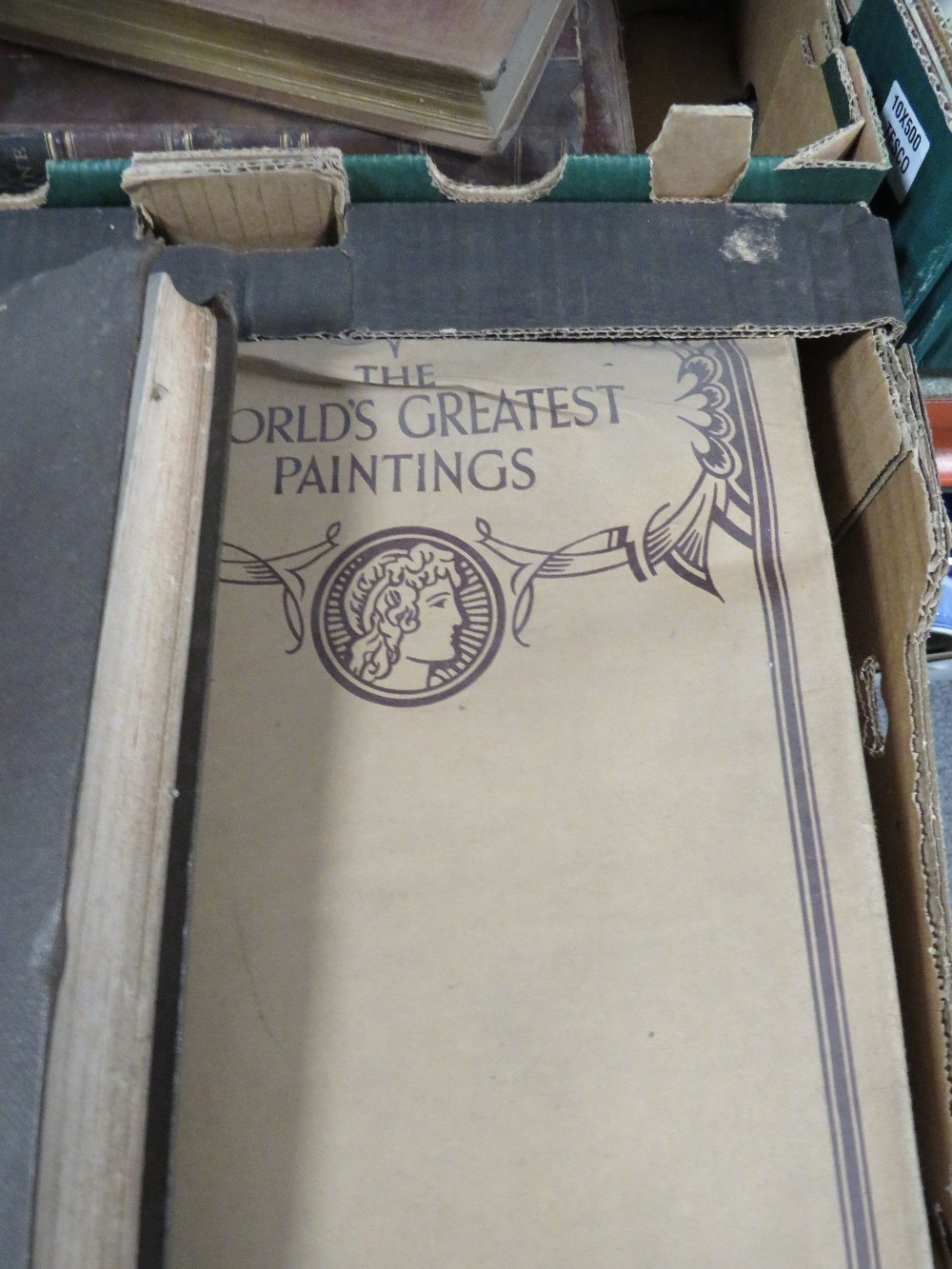 TWO TRAYS OF ANTIQUE BOOKS ETC TO THE INCLUDE THE WORLDS GREATEST PAINTINGS - Image 3 of 5