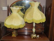 TWO VINTAGE TABLE LAMPS AND SHADES