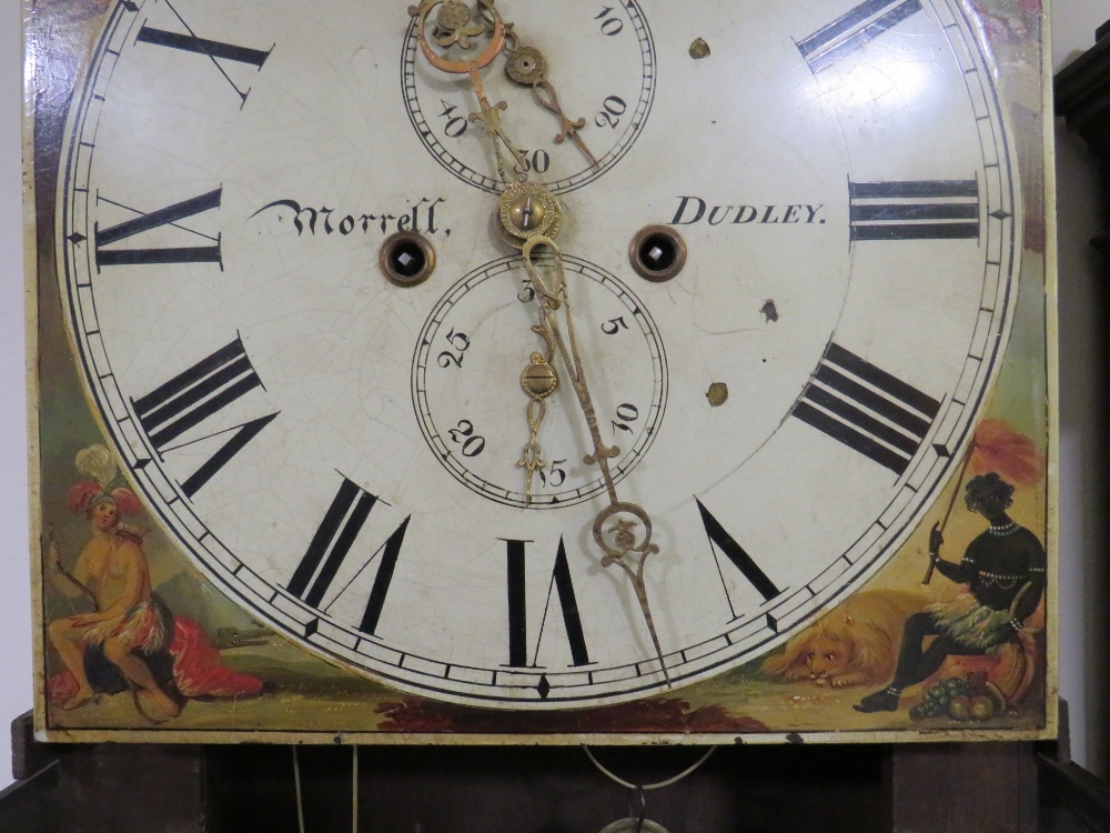 AN ANTIQUE OAK AND MAHOGANY LONGCASE CLOCK WITH MOON ROLLER AND EIGHT DAY MOVEMENT BY MORRELL OF - Image 4 of 10