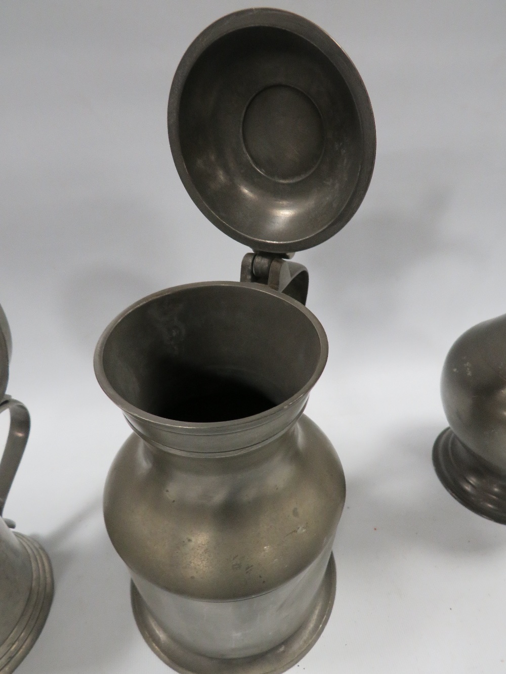 THREE LIDDED PEWTER TANKARDS - Image 5 of 7