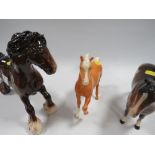 THREE BAY BESWICK HORSES TO INCLUDE A CANTERING SHIRE