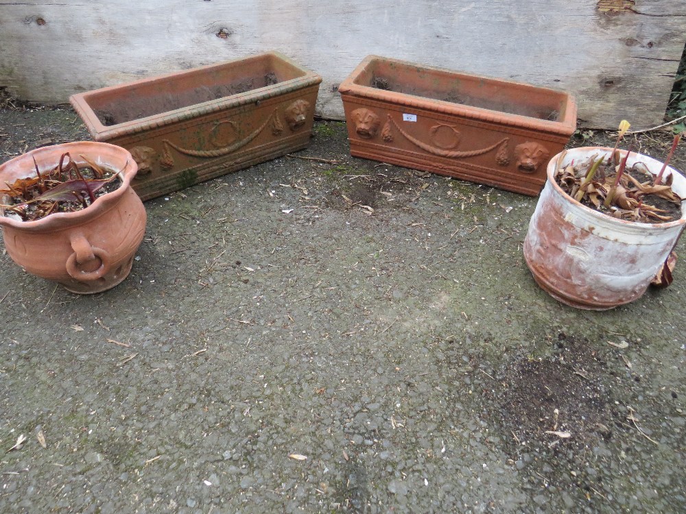 FOUR TERRACOTTA GARDEN PLANTERS