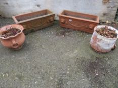 FOUR TERRACOTTA GARDEN PLANTERS