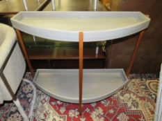A MODERN TWO TIER HALL CONSOLE TABLE