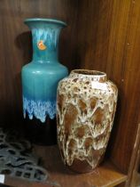 TWO VINTAGE RETRO GERMAN VASES TO INCLUDE A JASBA EXAMPLE WITH ORIGINAL LABEL - TALLEST H 45 CM