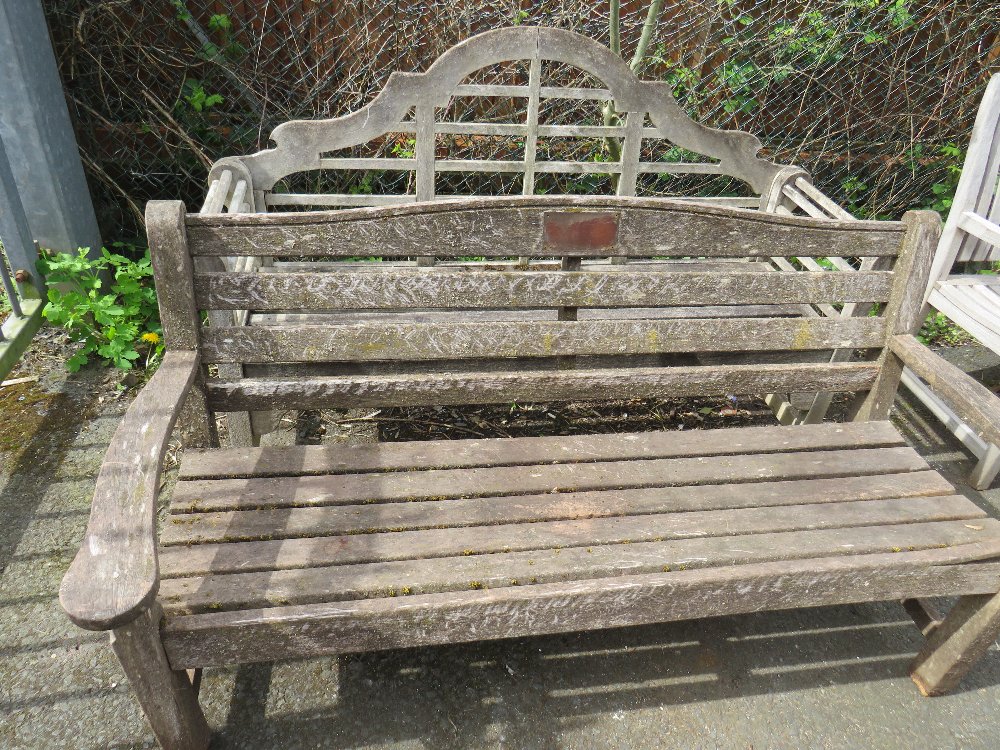 TWO HARDWOOD GARDEN BENCHES, ONE IN THE LUTYENS STYLE A/F - Image 2 of 6