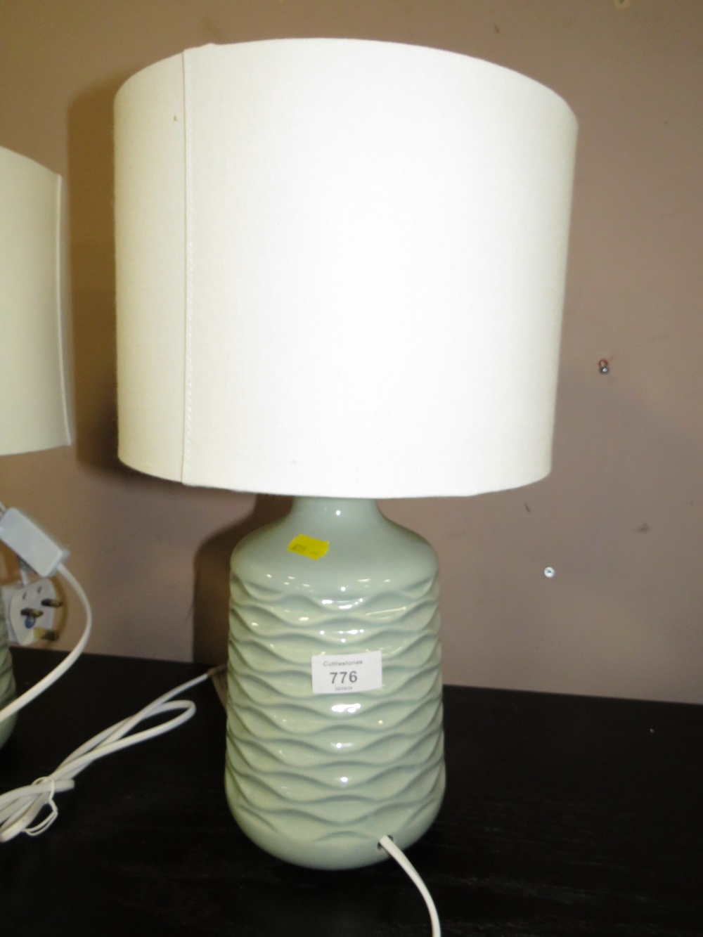 A PAIR OF MODERN TABLE LAMPS AND SHADES - Image 2 of 3