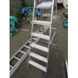 TWO ALUMINIUM LADDERS COMPRISING A PAIR OF EXTENDING LADDERS AND A PAIR OF STEP LADDERS