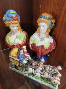 THREE REPRODUCTION STAFFORDSHIRE STYLE FIGURES