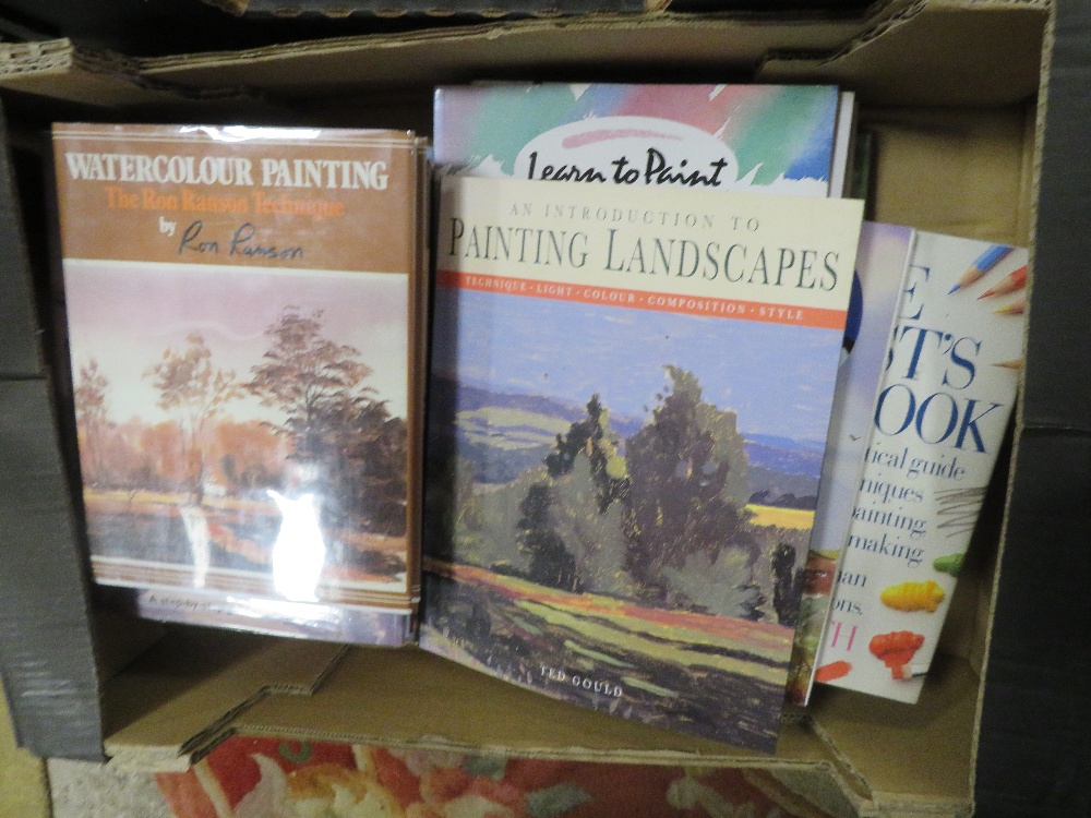 THREE TRAYS OF MODERN BOOKS , INTERIOR DECORATING'S, OIL AND WATER COLOUR PAINTING - Image 4 of 4