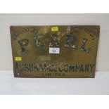 A VINTAGE BRASS PLAQUE 'AGENT FOR PEARL ASSURANCE CO. LTD'