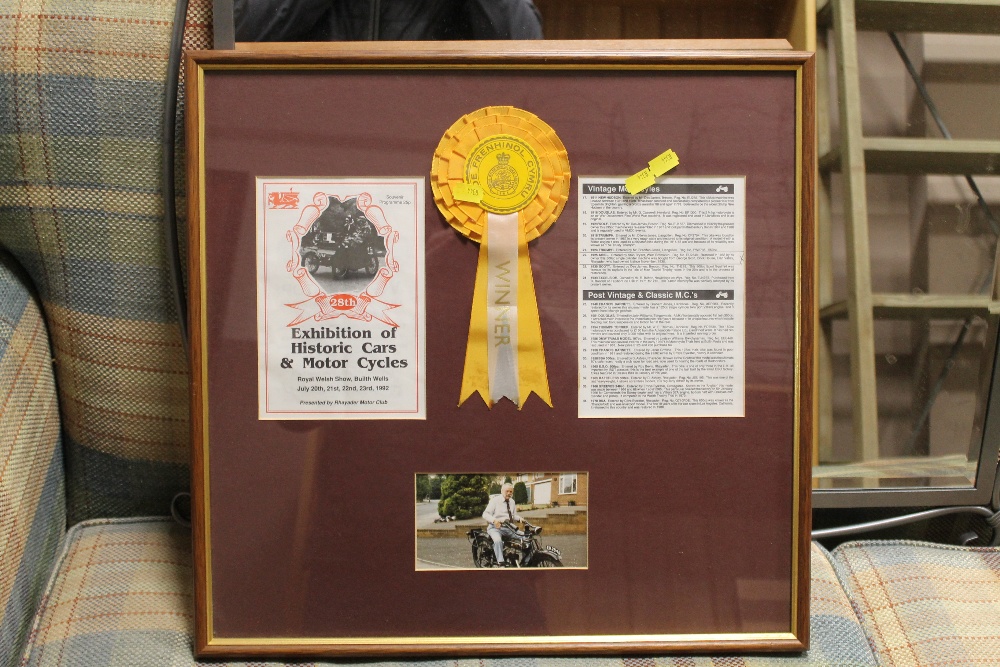 A LARGE FRAMED ANTIQUE INDENTURE TOGETHER WITH A FRAMED VINTAGE MOTORCYCLE DISPLAY (2) - Bild 3 aus 3