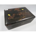 A JAPANESE TYPE BLACK LACQUER BOX A/F