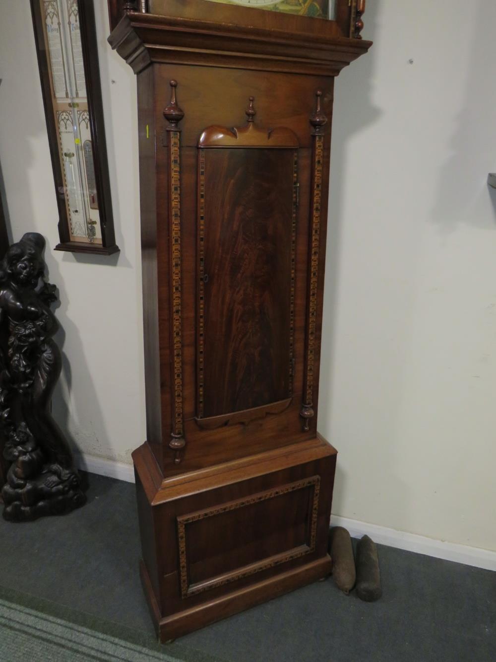 A SCOTTISH 8 DAY LONGCASE CLOCK, the walnut and mahogany case with arched top hood and various - Image 3 of 12
