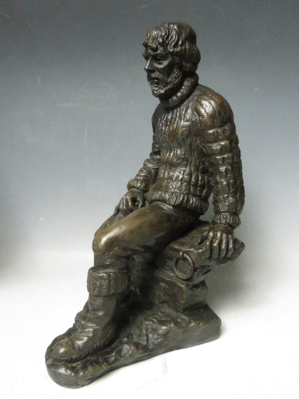 THREE JOHN LETTS SCULPTURES OF FISHERMEN TALLEST H 32 CM - Image 3 of 11