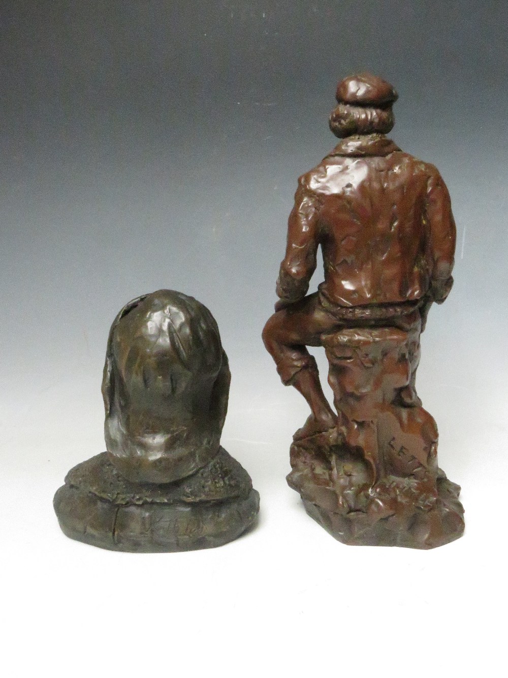 THREE JOHN LETTS SCULPTURES OF FISHERMEN TALLEST H 32 CM - Image 10 of 11