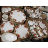 THREE TRAYS OF OLD COUNTRY ROSES TEA/DINNER WARE