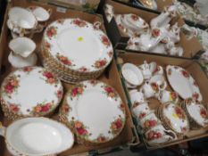 THREE TRAYS OF OLD COUNTRY ROSES TEA/DINNER WARE
