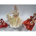 THREE SMALL ROYAL DOULTON FIGURINES TO INCLUDE "LYNETTE'