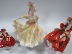 THREE SMALL ROYAL DOULTON FIGURINES TO INCLUDE "LYNETTE'