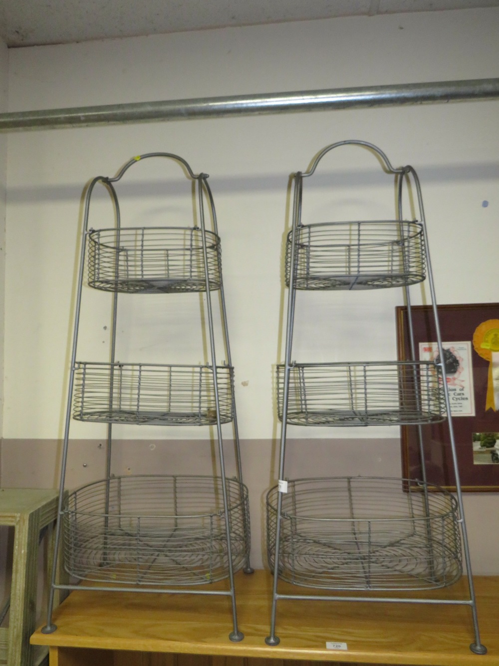 TWO MODERN METAL WIREWORK STANDS