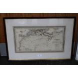 A FRAMED AND GLAZED MAP OF NORTH WEST AFRICA - PARIS 1826 BY L. VIVIEN GEOGRAPHER