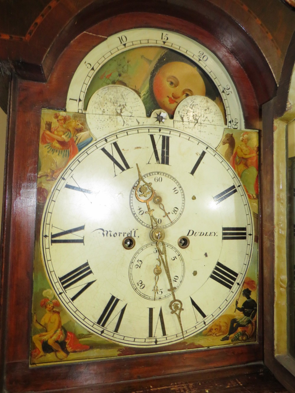 AN ANTIQUE OAK AND MAHOGANY LONGCASE CLOCK WITH MOON ROLLER AND EIGHT DAY MOVEMENT BY MORRELL OF - Image 5 of 10