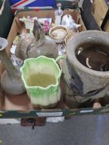 A TRAY OF ASSORTED CERAMICS TO INCLUDE PARAGON CUPS AND SAUCERS