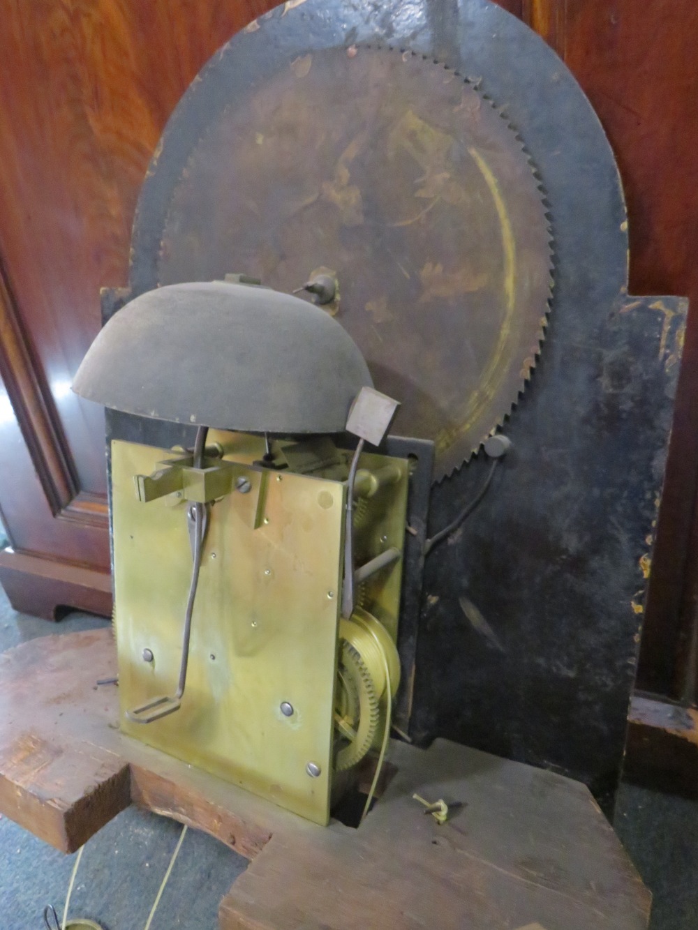 AN ANTIQUE OAK AND MAHOGANY LONGCASE CLOCK WITH MOON ROLLER AND EIGHT DAY MOVEMENT BY MORRELL OF - Image 7 of 10