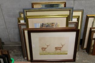 A QUANTITY OF ASSORTED PICTURES TO INCLUDE ADRIAN BROOKES WATERCOLOUR, ADAMSON COASTAL WATERCOLOUR