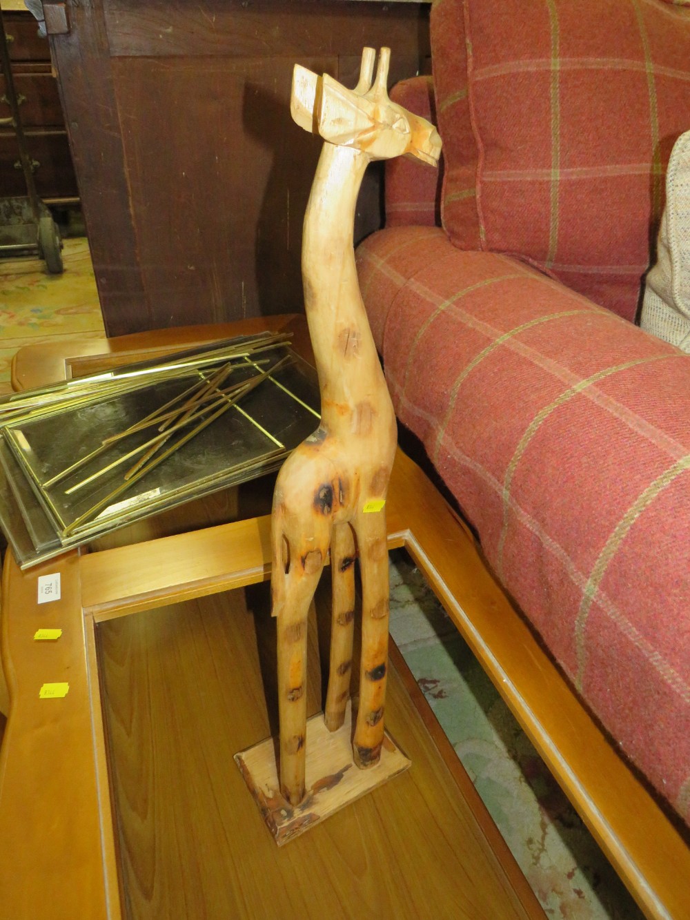 A MODERN GLASS TOPPED COFFEE TABLE, LAMP TABLE AND NEST OF TABLES TOGETHER WITH A GIRAFFE - Image 4 of 4