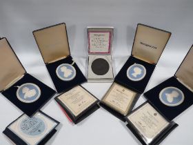 BOXED WEDGWOOD JASPERWARE PLAQUES WITH CERTIFICATES