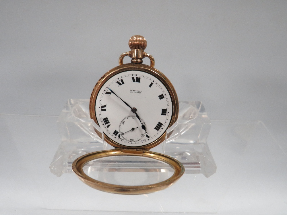 AN ANTIQUE GENTS POCKET WATCH BY ROLEX - THE ROLLED GOLD DENNISON CASE MARKED 10CT TO WHERE 20 YEARS - Image 3 of 4