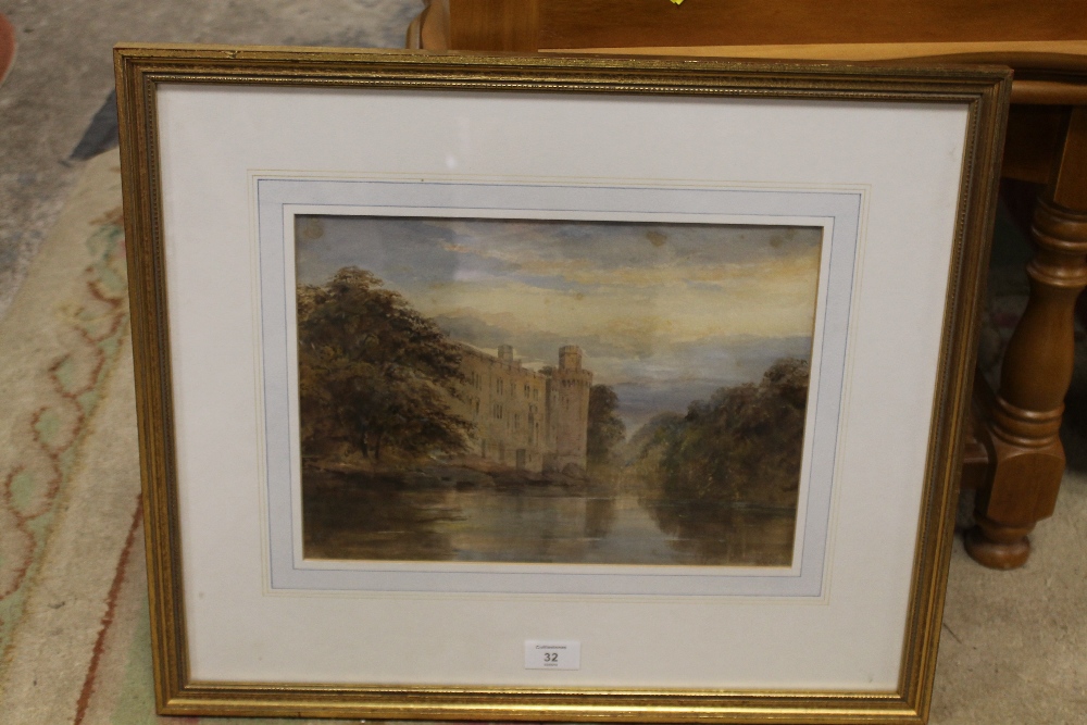 EDWARD TUCKER (XIX) 'WARWICK CASTLE FROM THE RIVER', WATERCOLOUR, SIGNED, 24 X 33 CM - Image 2 of 3