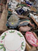 FIVE TRAYS OF COLLECTABLE'S. CERAMICS AND GLASS ETC TO INCLUDE CRYSTAL TUMBLERS