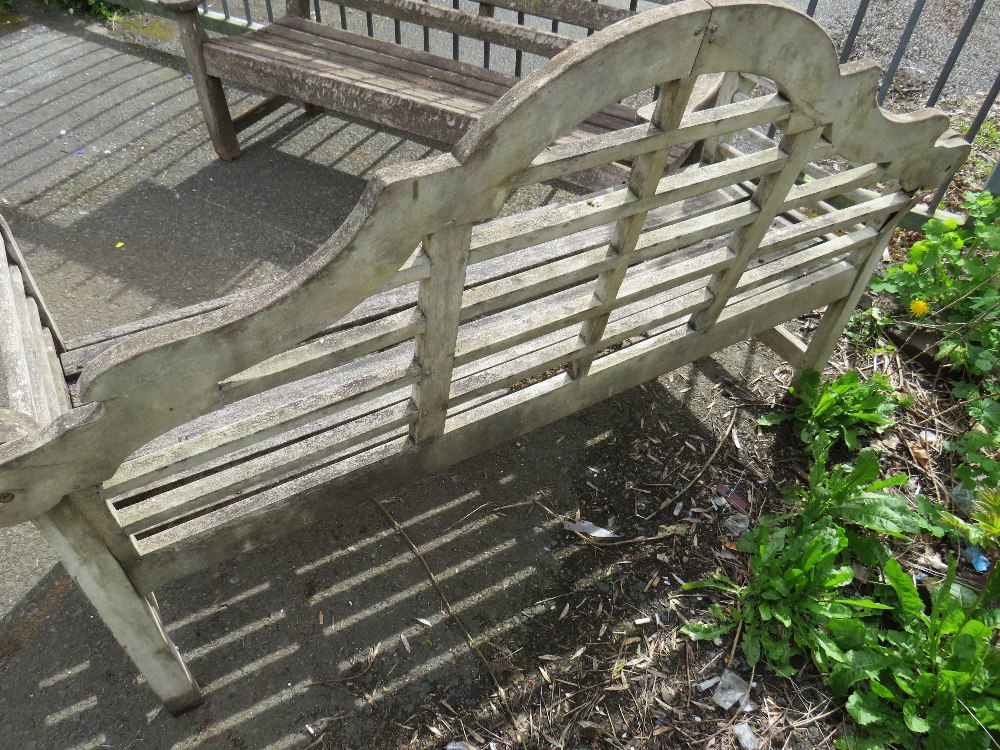 TWO HARDWOOD GARDEN BENCHES, ONE IN THE LUTYENS STYLE A/F - Image 6 of 6