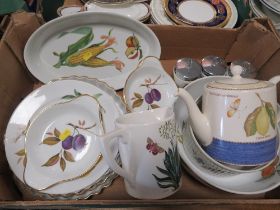 A TRAY OF ROYAL WORCESTER EVESHAM, PORTMEIRION ETC