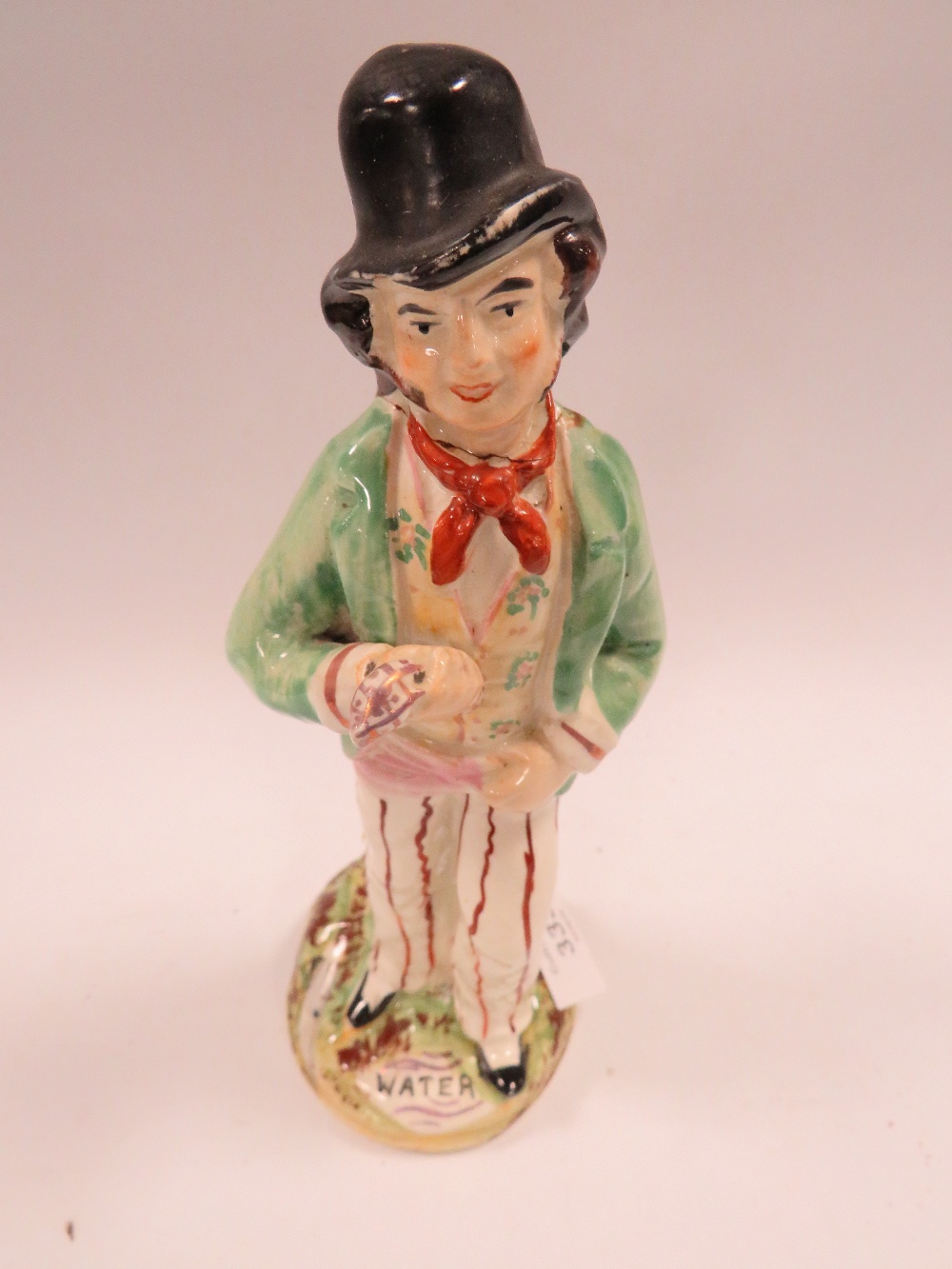A STAFFORDSHIRE STYLE DOUBLE SIDED GIN / WATER FIGURE A/F - Image 3 of 4